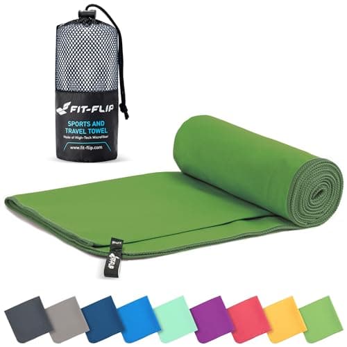Fit-Flip Serviette Microfibre - Serviette Sport Musculation - Serviette Piscine compacte, Ultra-légère et Rapidement sèche - Serviette de Bain Microfibre (60x120cm Vert forêt)