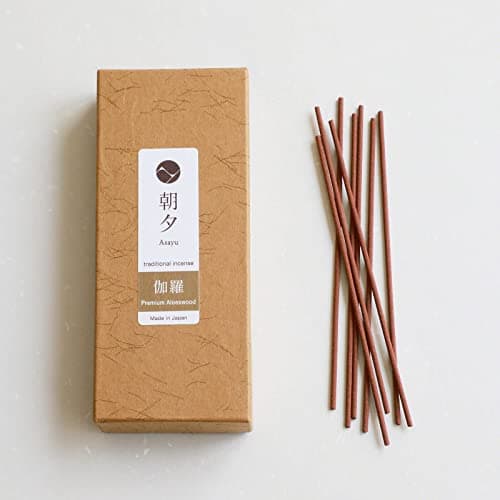 Asayu Japan Bâtonnets d'Encens Japonais Traditionnels au Parfum Bois d'Aloès 40g, Ideal pour la Méditation du Soir, la Détente ou Le Yoga, Fabriqué à la Main au Japon