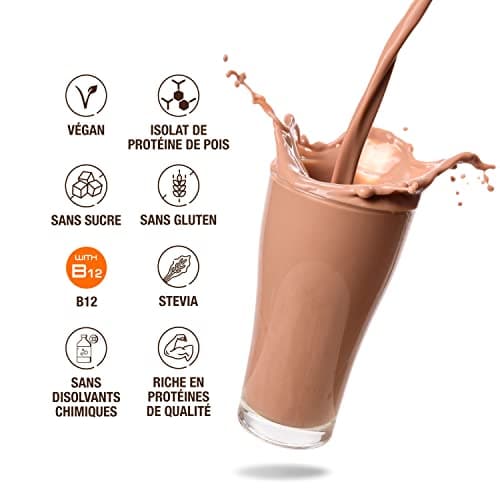 Weider Vegan Protein (750g) Goût Brownie-Choco. Protéines 100% Vegetal 21g/dose, Pois (Isolat Pisane) & Riz. Avec Vitamine B12 & Stevia. Sans Gluten, Sans Sucre. Emballage 50% Recyclé, 100% Recyclable