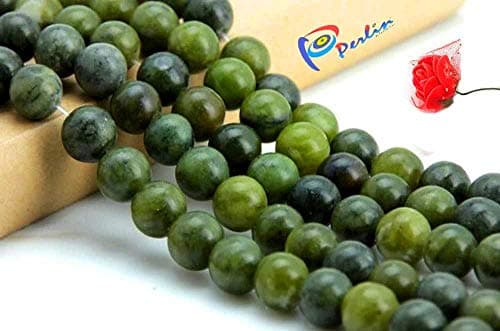 Perles de jade de Taïwan naturelles en pierre précieuse et polie, mates, rondes, 4 mm 6 mm 8 mm 10 mm Vert, Pierre, vert, 10mm, 12 Stück Poliert