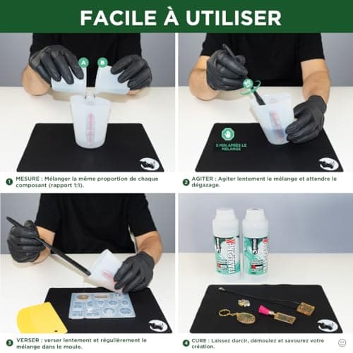 Resine Epoxy Transparente Kit RHINO Smart Solutions 1:1 TRANSPAREX 1000ml Résine Transparent pour Artisanat, Créations Artistiques, Modélisme, River Table, Revêvement, Modelage et Bijoux