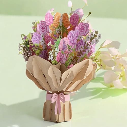 Carte Pop Up Fleur, Carte Pop Up 3d Anniversaire, 15 * 20cm,Carte de voeux 11D pop - up avec enveloppes naturelles - carte de voeux épaisse de haute qualité avec des cartes de voeux