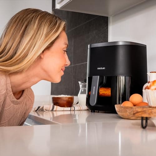 Cecotec Friteuse à Air sans Huile de 4 L avec Fenêtre Cecofry Fantastik Window 4000. Air Fryer. 1400 W, 9 Menus, Contrôle Tactile, Technologie PerfectCoo, 80-200oC, Temps Ajustable