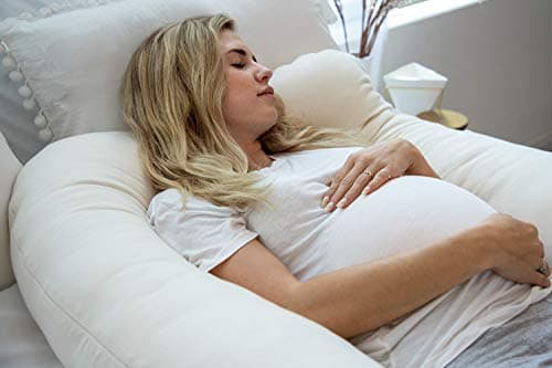 Pharmedoc Coussin de Grossesse - Natural en Coton Bio, Coussin Allaitement en Forme de U, Oreiller de Grossesse & Soutien de Maternité - Coussin Femme Enceinte