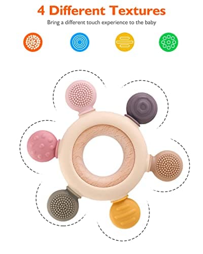 akolik Anneau de dentition pour bébé, en silicone pour jouet de dentition, accessoires d'allaitement sans BPA pour bébés de 3 mois et plus (Gouvernail B)