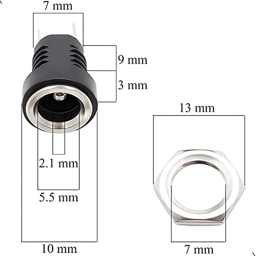 RUNCCI-YUN 10 Paires 5,5mm x 2,1mm DC d'alimentation Connecteur, 12V 2 broches 5,5 X 2,1 mm Connecteur Mâle et Femelle,DC Pigtail Cable pour Vidéo Surveiller CCTV Caméra(22AWG 12V 2A