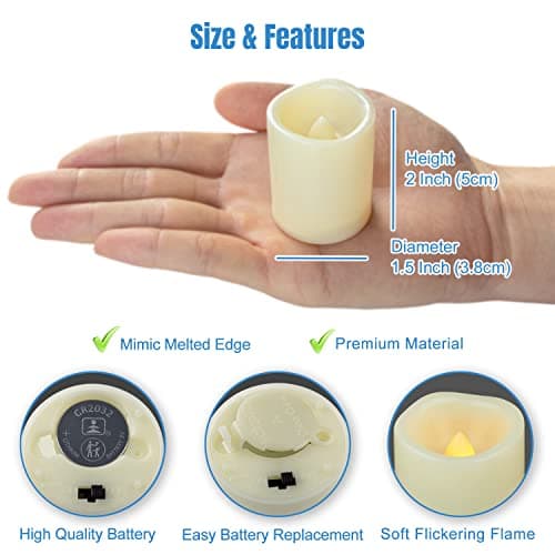 CANDLE IDEA 36 Pièces Bougies LED Sans Flamme Vacillante, Alimentées Par Piles Bougies Chauffe-Plat Électriques Sans Flamme Petite Bougie Pour Anniversaire Mariage Halloween Noël Décoration
