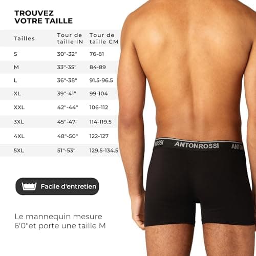 ANTONIO ROSSI (lot de 12) boxers ajustés pour hommes - Boxers pour hommes avec ceinture élastique - Boxers respirants et doux pour hommes à porter au quotidien - Sous-vêtements pour hommes