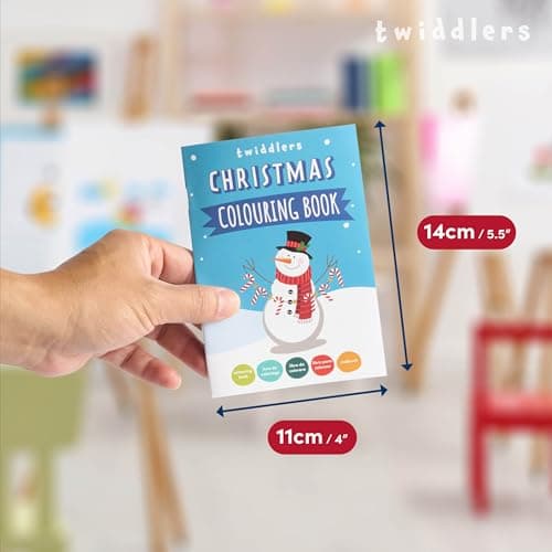 THE TWIDDLERS 36 Mini Livres de Coloriage de Noël, Petits Cahier Coloriage pour Enfants - Activité de Noël, Pochettes Surprise, Calendrier de l'Avent, Anniversaires