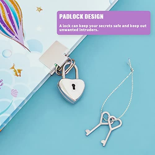 WERNNSAI Ensemble de Carnet de à Paillettes- Journal de Sirène Cadeau pour Filles Enfants Bleu Voyage Journal a5 Cahier Écriture Bloc de note stylo à bille, autocollantsavec serrure et clés