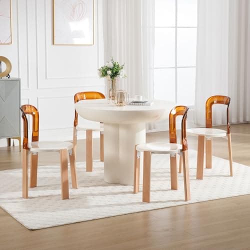 Wahson Chaises de Salle à Manger Lot de 2 Chaises Salle à Manger en PC avec pieds bois Chaise de Cuisine sans Accoudoirs, Chaise de Salon Dossier Incurvé pour Salle à manger, Salon et Chambre, Marrron