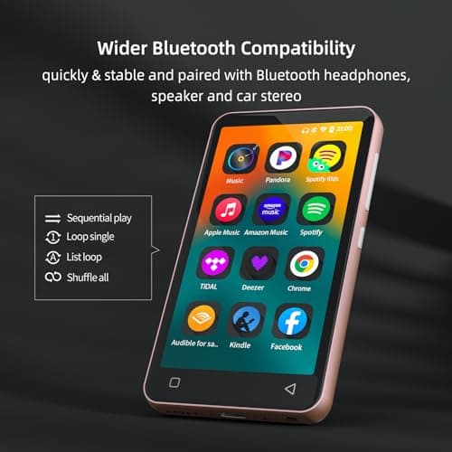 80Go Lecteur MP3 et MP4 Bluetooth avec WiFi, innioasis 4,0" Écran Tactile pour Enfant avec Spotify et Audible, pour Musique à Son Haute Fidélité avec Haut-Parleur, jusqu'à 1tb (Rose-Blanc)