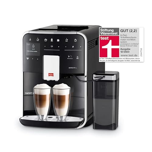 Melitta Barista TS Smart Noire, Machine à Café à Grain avec Broyeur, Connectée, Système One Touch, Double bac à grains, 21 spécialités, Mode 1 à 2 Tasses, Automatique, Écran Couleur TFT, F850-102
