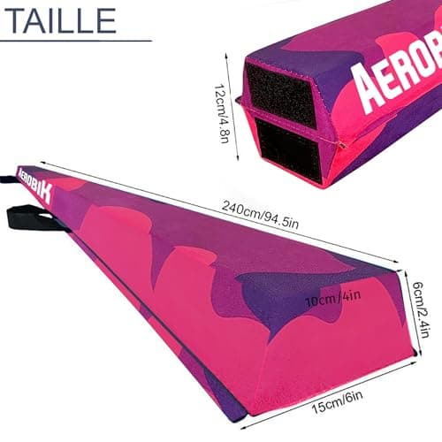 Original Cup Aerobik® Poutre de Gymnastique Pliable Violette pour Enfants et Adultes | Transportable avec Sac de Transport | Rigide, Légère, Antidérapante | 3 Couches Revêtement Soft Touch