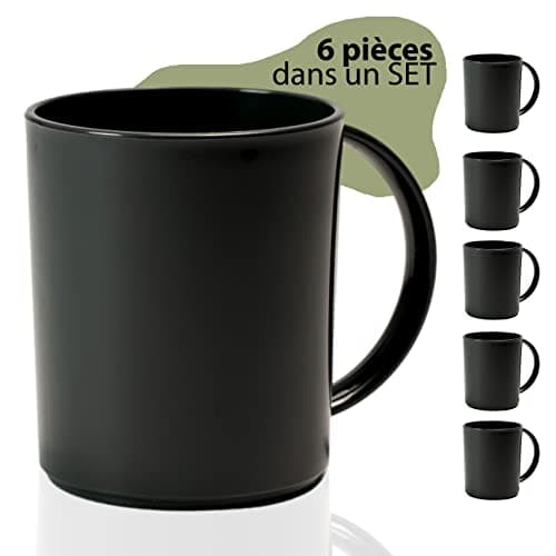 Hausfelder tasses café plastique, lot de 6, lot de mug, 6 x 360 ml, lot de tasse