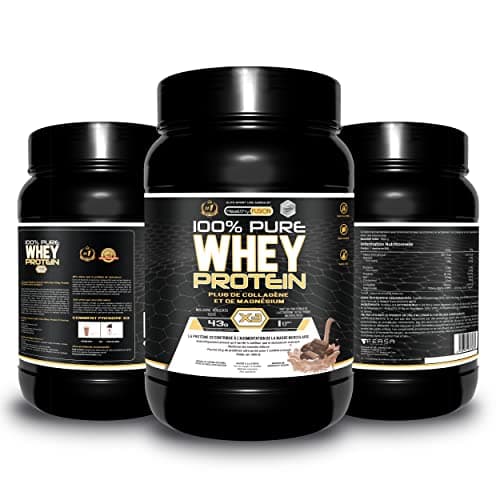 Whey Protein | Protéine pure avec Collagène + Magnésium | Tonifie et augmente la masse musculaire | Protège les muscles et aide à la récupération des tissus fibreux | 1000g de protéines chocolat