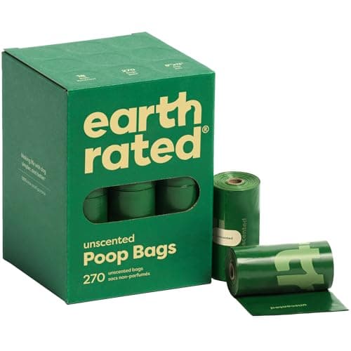 Earth Rated Sacs à crottes pour chiens, sacs étanches et extra épais, recharges en rouleaux, sans parfum, 270 sacs