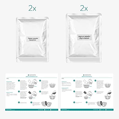 Navaris Moulage 3D pour Bébé - Kit Sculpture pour Empreintes Mains Pieds Nouveau-Né - Alginate et Plâtre - Accessoire Souvenir Naissance
