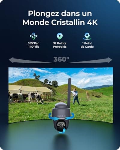 Reolink 4K/8MP LTE Camera Solaire, 4G Caméra Surveillance Extérieure sans Fil, Vision Nocturne Couleur, Détection Intelligente, Pan 355°& Tilt 140°, Go PT Ultra (Gris)+Panneau Solaire+Carte SD 32Go