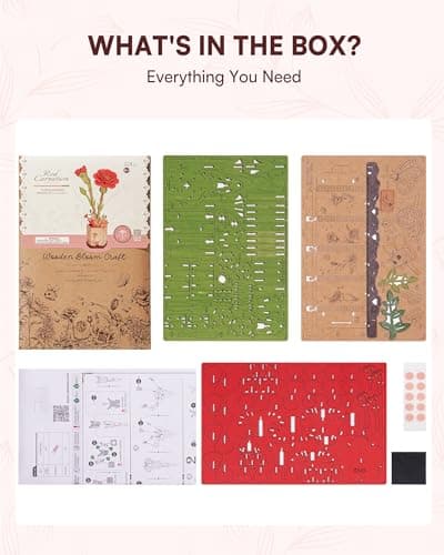 ROBOTIME Fleurs Artificielles Deco, Puzzle 3D Bois, Maquette en Bois a Construire, Construction Adulte, Cadeaux Anniversaire Femmes pour la Saint-Valentin & Décoration d'intérieur, TW052