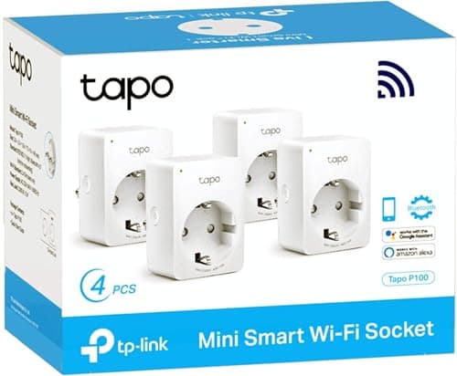 Tapo Prise Connectée WiFi, Prise Intelligente compatible avec Alexa et Google Home, 10A Type F, Contrôler le radiateur, la cafetière, la lampe à distance, aucun hub requis, Tapo P100(4-pack)