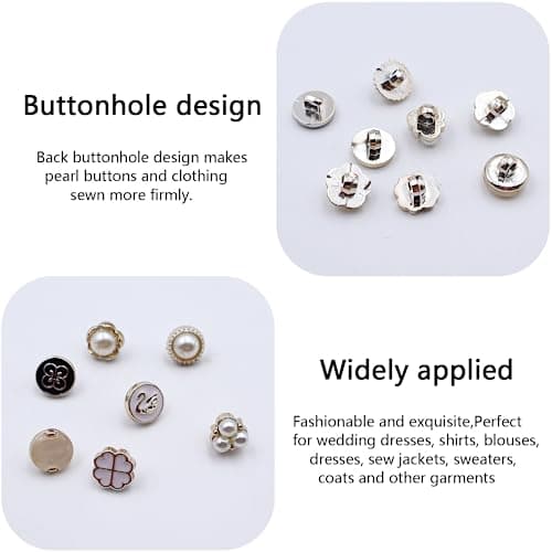 100 Pièces Boutons de Perles de Diamant Faux Boutons de Perle Boutons à Coudre Bouton de Vêtements Boutons de Bijoux Vintage pour Vêtements Costumes Manteaux Chandails-2