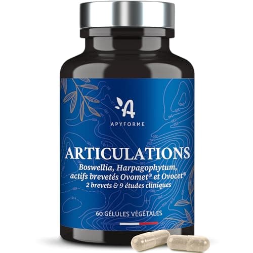 Apyforme - Articulations - Anti Douleurs et Confort Articulaire - Glucosamine Chondroitine MSM, Boswellia Serrata, Harpagophytum - 60 Gél - Fabriqué en France