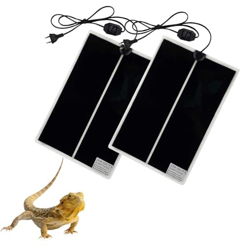 PeSandy Tapis Chauffant Reptile, 2 PIÈCE Tapis Chauffant Terrarium Réglable avec Contrôle De La Température pour Reptiles Tortue, Serpents, Lézards, Geckos - Tapis De Sécurité pour Aquarium (42x28CM)