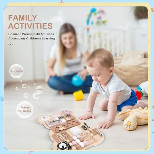 Doovasen Busy Board Montessori 12 en 1 Jouet pour tout-petits Jouet sensoriel Jouet de motricité Jeux de voyage Jouet sensoriel Cadeau pour 2 3 4 ans, TY-QK-014