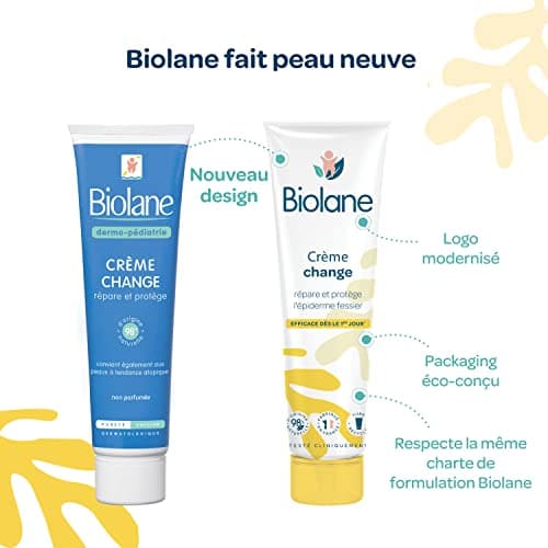 BIOLANE - Creme change bebe dermo pédiatrie - Siège Bébé - Protège et répare les irritations - Soin pour la peau - 98% Ingrèdients Naturels - Tube 100ml - Fabriqué en France
