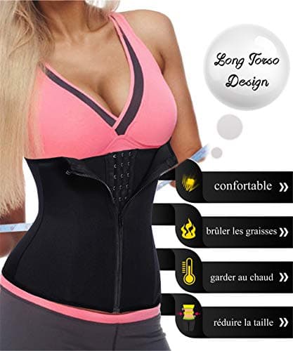 Chumian Femme Gaine Amincissant Corset Serre Taille Body Sculptant pour Ventre Plat Minceur Shapewear (Noir, L)