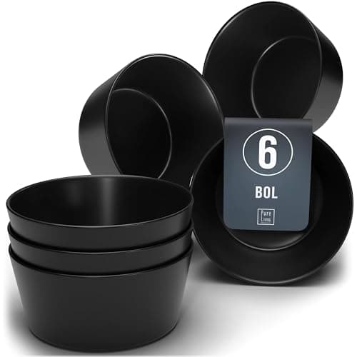 Ensemble de Bols à Céréales 6 pièces Manhattan Noir Mat - Faïence Premium, Lave-vaisselle, Micro-ondes - Bols Stylishes, Assiettes Creuses - Pure Living Urban Black, Vaisselle et Arts de la Table