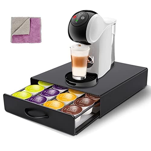 Masthome Porte Capsule Dolce Gusto, Support Porte Dosette/Capsules de Café, Capacité 20 Capsules, Tiroirs de Rangement pour Cuisine de Comptoir à Domicile, Offre 1 Chiffon de Nettoyage