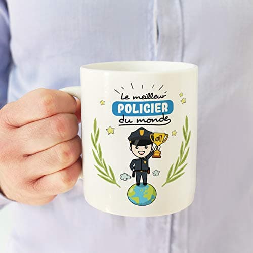 Mugffins Policier Tasses Originales de café et Petit-déjeuner à Donner Travailleurs Professionnels - Meilleur Policier du Monde - Céramique 350 ML