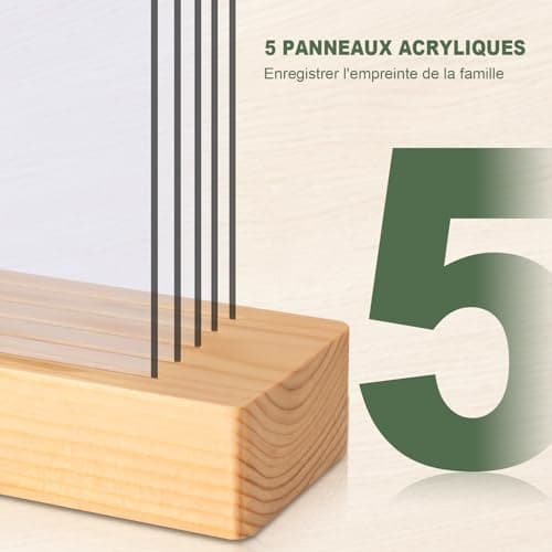 TOGOU2S Empreinte Main Famille 5 Plaques en Plexiglas 6 Couleurs de Pigments, Empreinte Bebe Convient Pour Les Anniversaires La Fête des Mères La Fête des Pères et Les Événements Familiaux