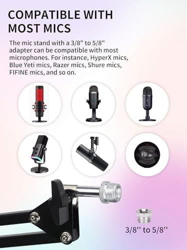 YOUSHARES Bras Micro, Bras de Micro à Profil Bas, Support Micro Low Profile Réglable pour Blue Yeti Fifine AM8 k658 Razer Seiren Mini HyperX Rode, Perche de Micro à Profil Bas pour Gaming, Streaming
