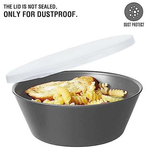 Greentainer Lot de 6 grands bols à céréales incassables avec couvercles – 750ml en plastique léger – Passe au lave-vaisselle et au micro-ondes – pour céréales, salade, soupe, nouilles, Gris