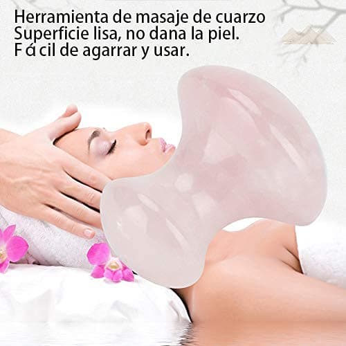 Tyenaza Piedra Masaje, Gua Sha Rosenquarz, Outil de Massage au Quartz d'aventurin Naturel pour Le Visage et Les Yeux, Enlever pour Les Rides et Le Spa Relaxant