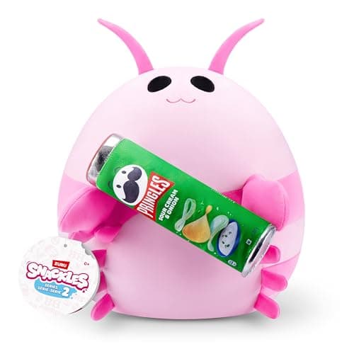 Snackles, Series 2, Pink Shrimp (Pringles, Sour Cream & Onion), Plush Toy, Cuddly Squishy Comfort Plush with License Snack Brand Accessory, Large (40 cm), Brown Box, (Pink Shrimp)