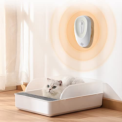 Holzsammlung Désodorisant Litière pour Chat, Désodorisant Marche/Arrêt Automatique, Boîtes à Litière pour Animaux de Compagnie Machine à Enlever les Odeurs, Éliminateur d'odeurs Rechargeable USB