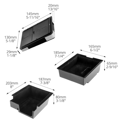 QWORK® 3 Pièces Plateau Organisateurs pour Console Centrale, floquée Boîte de Rangement de Console Centrale, Boîte de Rangement à Tiroir Caché, Compatible avec Tesla Model 3 Model Y