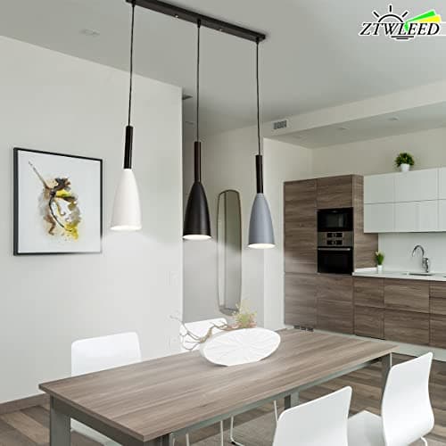 ZTWLEED Suspension Luminaire,Suspension 3 abat jour Lustre Moderne E27,Suspension Luminaire Moderne Ø10.5CM,Luminaire suspension pour Cuisine Salle à Manger Chambre,Blanc+Noir+Gris