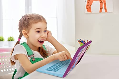 Lexibook Disney Frozen La Reine des Neiges 2-Ordinateur Éducatif Bilingue Français/Néerlandais-Jouet Filles avec 124 Activités pour Apprendre, S'amuser et Jouer du Piano-Bleu/Violet, JC598FZi10
