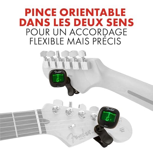 Fender FT-1 Pro Accordeur à Pince, Pour Guitares Electrique, Acoustiques & Basses, Noir