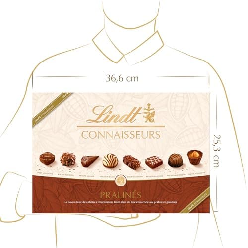Lindt - Boîte CONNAISSEURS Pralinés - Assortiment de Chocolats au Lait et Noirs Pralinés - Idéal pour Noël, 409g