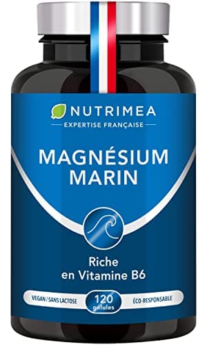 Magnésium Marin et Vitamine B6 | Breveté Simag55TM | Combat Efficacement la Fatigue | 150 mg/jour | 120 Gélules d'Origine Végétale | 4 Mois de Cure | Fabrication Française | Nutrimea