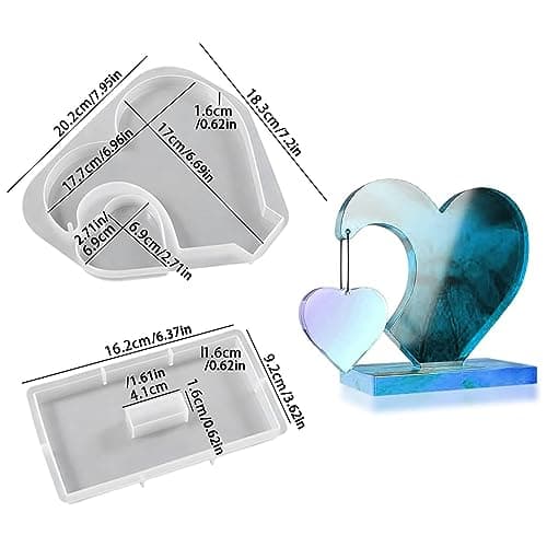EnixwH Moules en Résine Époxy, Grand Moulle Silicone Resine Epoxy en Forme de Cœur, Moules en Résine pour Cadre Photo, pour DIY Bricolage Fleurs, Décorations pour La Maison, Cadre Photo Personnalisés
