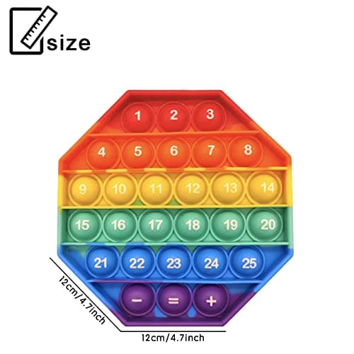 LAPONO Pop It Fidget Toys Popit Push Bubble Poppers Silicone de Première Qualité Couleur Arc en Ciel Jouet Sensoriel pour Soulager Le Stress d'adulte Enfant Presser Jeux Octogone avec Chiffres