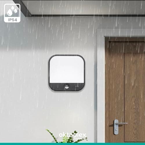 oktaplex lighting Cera Lampe murale d'extérieur avec détecteur de mouvement IP54 3000 K blanc chaud 1850 lm Anthracite 19,5 W 230 V