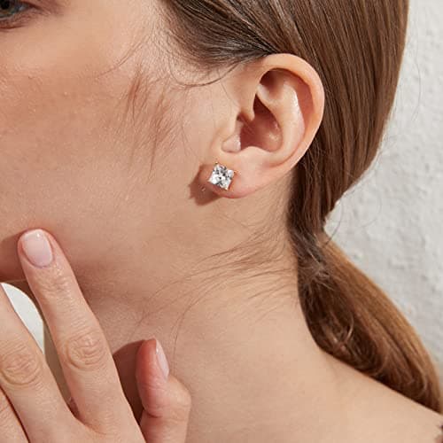 Boucles d'oreilles Argent 925 pour Femme Or Plaquée Or 18 Carats Petites Clou d'Oreilles Mini Boucles d'Oreilles pour Plusieurs Piercings Oreille Cartilage 7mm